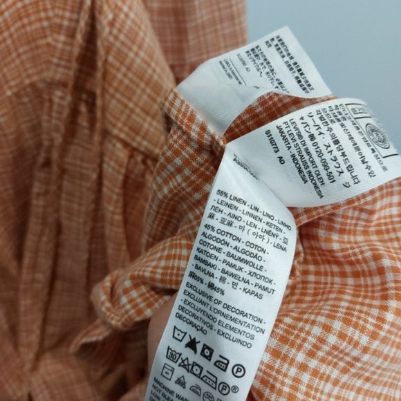 Levi's Linen Amilijia Dress Gingham Medium New - Picture 9 of 10